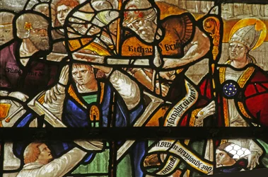 Vitral representando São Tomás Becket: assassinato, séculos XVI-XVII