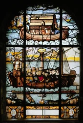 Janela representando um navio com santos e Arca de Noé, 1612-22