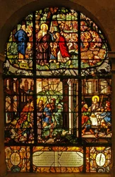 Janela no Charnier (w.4) representando a alimentação dos 5000 e o encontro e ceia em Emmaus