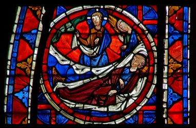 Janela w109 retratando St Martin sonha que ele conhece a Cristo