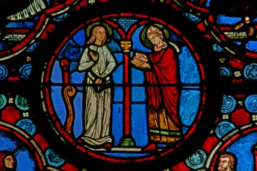 Janela w1 representando uma cena da vida de St Martin