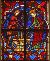 Janela w212 representando uma cena da lenda de São João: o santo e o milagre das jóias esmagadas