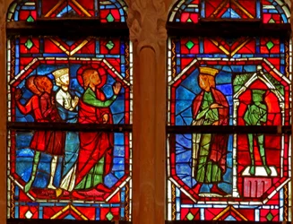 Janela w214 retratando St Eustache como Placidus perseguindo um cervo