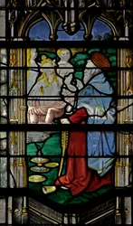 Janela w23 representando St Anthony: tentado por três mulheres