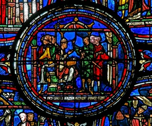 Janela w23 representando St Thomas Becket recebe emissários do rei