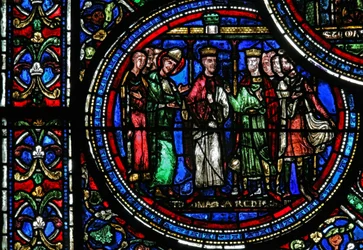 Janela w23 representando St Thomas Becket com Henry II e Louis VII