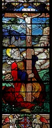 Janela w5 retratando uma cena da vida de Santa Maria Madalena - o santo na cruz
