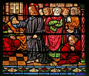 Janela w6 representando a pregação de Cristo