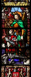 Janela w6 representando St Michael e um doador