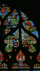 Janela w6 representando uma cena da vida de Santa Maria Madalena - os santos última comunhão