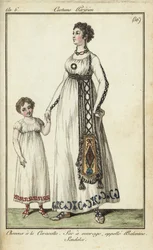 Mulher e criança com cortes de cabelo de Caracalla