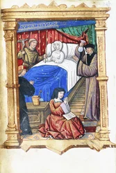 Mulher em uma cena de leito de morte com João Batista, c.1475-1500