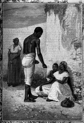 Mulheres mendigam pelas ruas de Santo Domingo, gravada na ilustre revista "Juventude