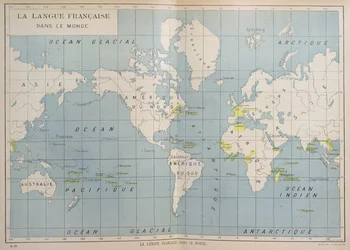 Mapa-múndi dos países francófonos, início do século XX