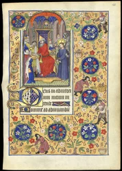 f.135r Miniatura de Pilatos lavando as mãos do destino de Jesus, do &39;Livro das Horas de Marguerite d&39;Orleans&39;