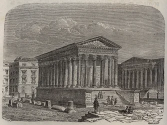 casa Carree de Nimes - França, Languedoc-Roussillon, Gard - gravura em "Histoire de France" de Victor Duruy (1811-1894) - 1882