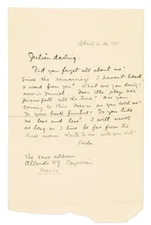 Carta autógrafa assinada ("Frida") a Julien [Levy], Coyoacán, 6 de abril de 1941 (caneta e tinta sobre papel)