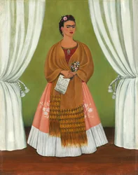 Frida Kahlo Entre duas cortinas/Autorretrato dedicado a Leon Trotsky