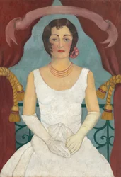 Retrato de uma senhora de branco, c.1929 (óleo sobre tela)