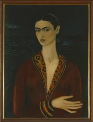 Self-Portrait com um vestido de veludo