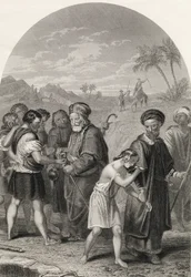 José a ser vendido pelos seus irmãos, gravado por S. Allen, de "The National Illustrated Family Bible", publicado por volta de 1870 (litografia)