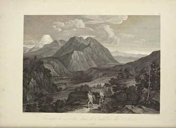 Passagem do Quindiu, na Cordilheira dos Andes, desenhada por Koch, ilustração de 