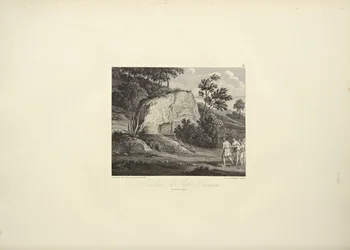 Rocha de Inti-Guaicu, desenhada por Koch, gravada por Dutterhoffer, ilustração de 