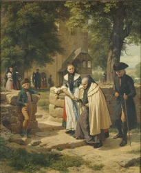 Camponeses de Brunswick indo a uma igreja, 1855.