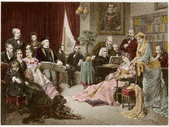 Richard Wagner e Liszt em Bayreuth com Cosima e Siegfried - depois de Fritz Georg Papperitz