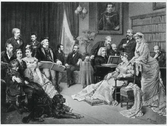 Richard Wagner e Liszt em Bayreuth com Cosima e Siegfried - depois de Fritz Georg Papperitz