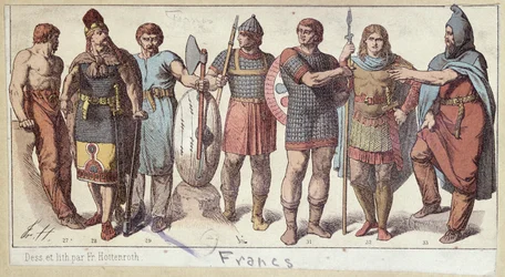 Figurinos de soldados francos, c.1880
