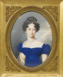 Princesa Henrietta de Nassau-Weilburg (1797-1829), esposa do arquiduque Carlos da Áustria par Lieder, Friedrich Johan Gottlieb (1780-1859), - Aguarela, Guache sobre cartão, 21,2x16 - Coleção Particular