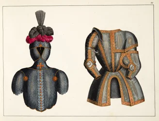 Armadura, prato de &39;Uma História do Desenvolvimento e Costumes de Cavalaria&39;, do Dr. Franz Kottenkamp, publicado por Carl Hoffmann, 1842