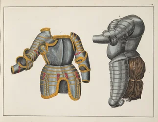 Armadura, prato de &39;Uma História do Desenvolvimento e Costumes de Cavalaria&39;, do Dr. Franz Kottenkamp, publicado por Carl Hoffmann, 1842