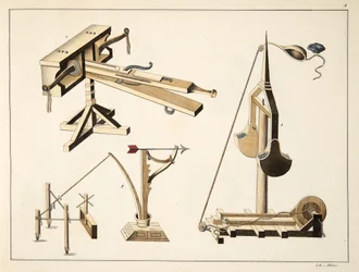 Armas de funda, prato de &39;Uma História do Desenvolvimento e Costumes de Cavalaria&39;, do Dr. Franz Kottenkamp, publicado por Carl Hoffmann, 1842