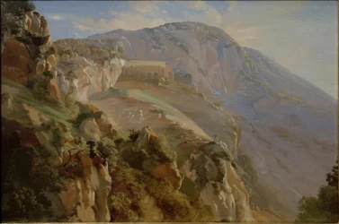 Mosteiro nas montanhas perto de Subiaco
