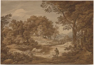 Uma paisagem italiana com pastores