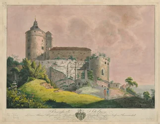 Bergfeste Stolpen, c.1800 (gravura a cores)