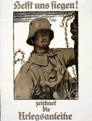 Ajude-nos a vencer! Desenhe o vínculo de guerra, pub. Munique, 1917