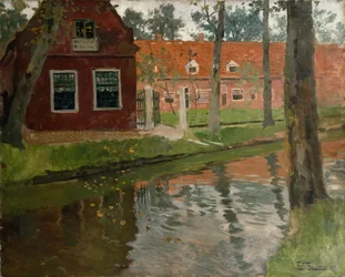 De Vollendam, casa vermelha, água
