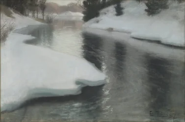 Spring Thaw, de Thaulov, Fritz (1847-1906). Pastel sobre tela