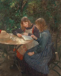 Duas meninas no jardim