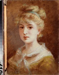 Uma mulher parisiense - Pintura de Fyodor Petrovich Chumakov (Chumakov) (1823-1911), óleo sobre tela, arte russa do final do século XIX - modernismo - M Museu de Arte Tuganov da Ossétia do Norte, Vladikavkaz (Rússia)