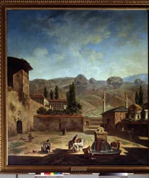 Vue de la ville de Bakhchisaray (Ucrânia) (Vista da cidade Bakhchisaray). Pintura de Fiodor Yakovlevich Alexeev (1753-1824). Huile sur toile