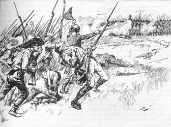 A divisão sob Alvarado estava cruzando o terreno baixo, 1902