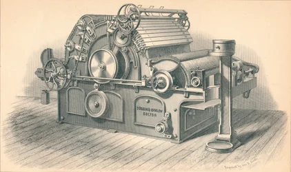 Motor de cardação auto-decapante, por Dobson e Barlow Bolton
