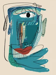 Rosto Azul Abstrato