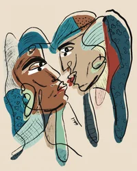 Beijo abstrato de amantes
