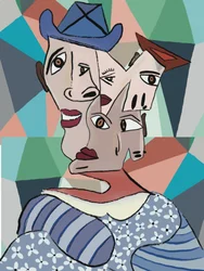 Retrato cubista colorido