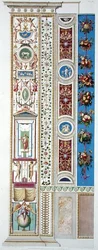 Painel do Raphael Loggia no Vaticano, de "Delle Loggie di Rafaele nel Vaticano", gravado por Giovanni Ottaviani (c.1735-1808), publicado c.1772-77 (gravação a cores)